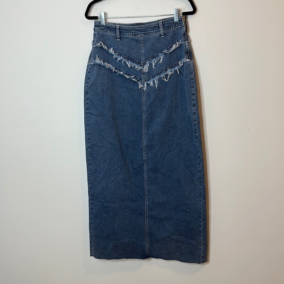 Princess Polly Lune Denim Maxi Skirt Size 6 - Picture 2 of 8
